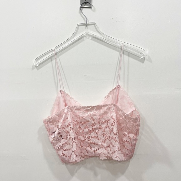 Intimately Free People Sheer Lace Brami Cami Bra Top Pink New Medium - Picture 4 of 8